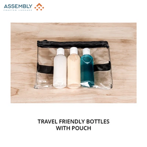 Travel friendly bottles with pouch